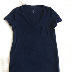 J Crew | Navy linen v neck tee